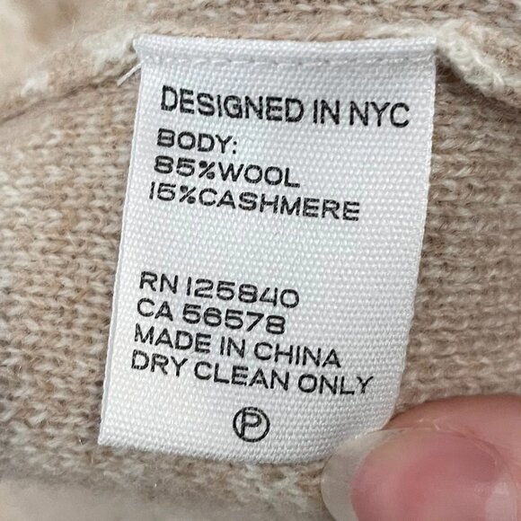 New Intermix Wool Cashmere Simone Ikat Fringe Trim Cardigan Beige Small $458 - Picture 5 of 6